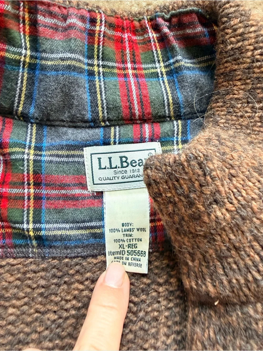 LL Bean wool Half-Zip Pullover Sweater - Brown Heather Sz xl